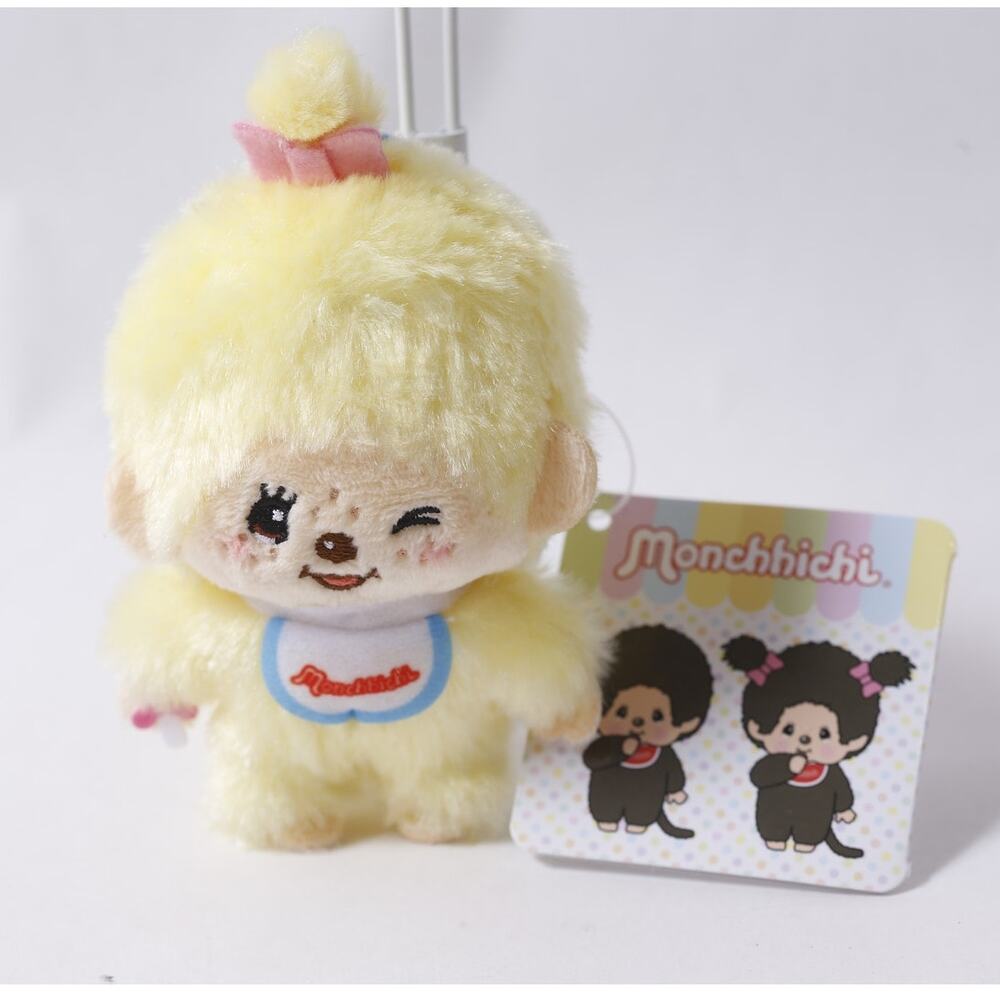 Sekiguchi Monchhichi Yellow Plush Keychain Japan Collectible ~ 260710-WH 1384